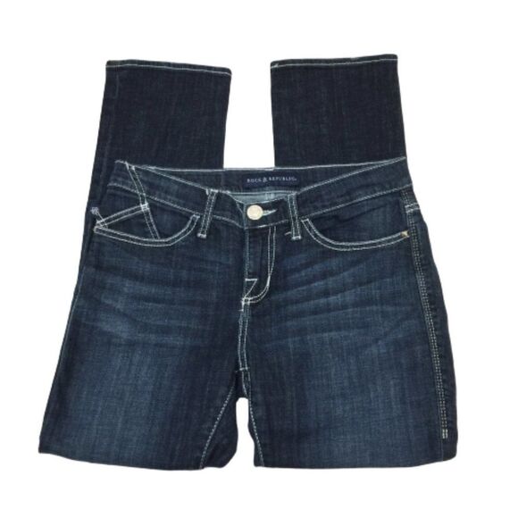 Rock & Republic Denim - Rock & Republic Kendall Dark Wash Stretch Slim Fit Bootcut  Jeans 6
